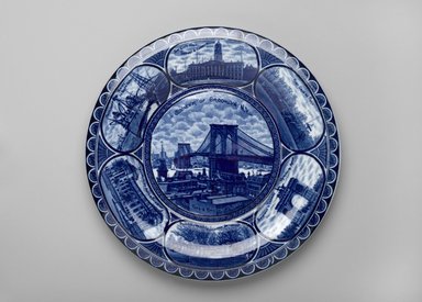 The Rowland & Marsellus Company (1893-1938). <em>Plate</em>, ca. 1904. Glazed earthenware, 1 1/4 x 10 in.  (3.2 x 25.4 cm). Brooklyn Museum, Gift of Emma and Jay Lewis, 88.153.10. Creative Commons-BY (Photo: Brooklyn Museum, 88.153.10_PS2.jpg)