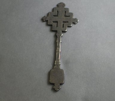 Amhara. <em>Hand Cross (mäsqäl)</em>, 19th or 20th century. Iron, 6 3/4 x 2 1/2 in. (17.1 x 6.3 cm). Brooklyn Museum, Gift of Mr. and Mrs. Franklin H. Williams, 88.192.10. Creative Commons-BY (Photo: Brooklyn Museum, 88.192.10_PS5.jpg)