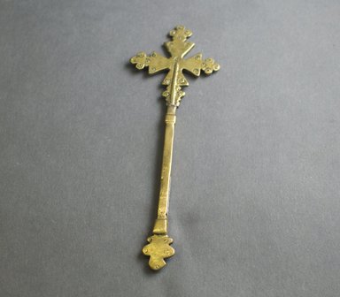Amhara. <em>Hand Cross (mäsqäl)</em>, 19th or 20th century. Copper alloy, 6 1/2 x 2 1/4 in. (16.5 x 5.7 cm). Brooklyn Museum, Gift of Mr. and Mrs. Franklin H. Williams, 88.192.11. Creative Commons-BY (Photo: Brooklyn Museum, 88.192.11_PS5.jpg)