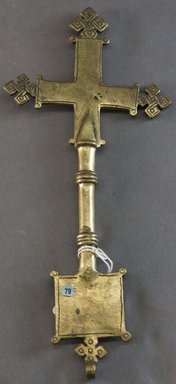 Amhara. <em>Hand Cross (mäsqäl)</em>, 19th or 20th century. Copper alloy, 9 3/4 x 4 1/4 in. (24.7 x 10.8 cm). Brooklyn Museum, Gift of Mr. and Mrs. Franklin H. Williams, 88.192.12. Creative Commons-BY (Photo: Brooklyn Museum, 88.192.12_front_PS10.jpg)