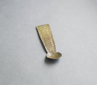 Akan. <em>Gold Dust Spoon</em>, 19th-20th century. Hammered brass, 3 x 7/8 x 3/16 in. Brooklyn Museum, Gift of Mr. and Mrs. Franklin H. Williams, 88.192.28. Creative Commons-BY (Photo: Brooklyn Museum, 88.192.28_PS5.jpg)