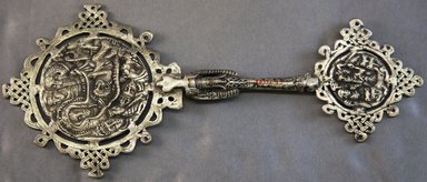 Amhara. <em>Hand Cross (mäsqäl)</em>, 19th or 20th century. Silver, 12 3/4 x 5 1/2 in. (32.3 x 14.0 cm). Brooklyn Museum, Gift of Mr. and Mrs. Franklin H. Williams, 88.192.3. Creative Commons-BY (Photo: Brooklyn Museum, 88.192.3_front_PS10.jpg)