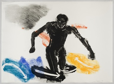 Mary Frank (American, born 1933). <em>Man in the Water</em>, 1987. Color lithograph on white wove paper, 23 7/16 x 32 1/8 in. (59.5 x 81.6 cm). Brooklyn Museum, Gift of Lawrence and Carol Zicklin, 88.212.2. © artist or artist's estate (Photo: Brooklyn Museum, 88.212.2_PS20.jpg)