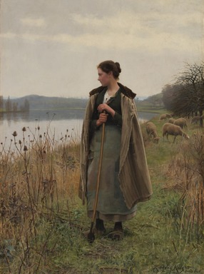 Daniel Ridgway Knight (American, 1839–1924). <em>The Shepherdess of Rolleboise</em>, 1896. Oil on canvas, 68 x 50 1/2 in. (172.7 x 128.2 cm). Brooklyn Museum, Gift of Abraham Abraham, 98.14 (Photo: Brooklyn Museum, 98.14_PS22.jpg)