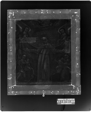 Unknown. <em>Virgin of Mercy</em>. Oil on canvas, 13 x 11 in. (33 x 27.9 cm). Brooklyn Museum, Museum Expedition 1941, Frank L. Babbott Fund, 41.1275.180 (Photo: Brooklyn Museum, CONS.41.1275.180_2000_xrs_view01.jpg)