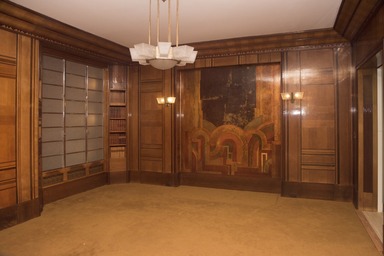 Alavoine of Paris and New York. <em>Weil-Worgelt Study</em>, ca. 1928-1930. Lacquer, glass, leather, veneered panels, 119 x 201 1/2 x 176 1/4 in. (302.3 x 511.8 x 447.7 cm). Brooklyn Museum, Gift of Raymond Worgelt, 70.23. Creative Commons-BY (Photo: , CONS.70.23_view13_PS11.jpg)