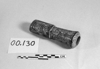  <em>Mortar for Crushing Betel Nuts</em>. Wood, lime, 1 15/16 x 5 1/2 in. (5 x 14 cm). Brooklyn Museum, Brooklyn Museum Collection, 00.130. Creative Commons-BY (Photo: Brooklyn Museum, CUR.00.130_view1_bw.jpg)