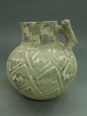 Possibly Mimbres. <em>Pitcher with Black on White Design</em>. Clay, slip, 6 7/8 x 6 1/8 x 6 1/8 in. (17.5 x 15.6 x 15.6 cm). Brooklyn Museum, Gift of Charles A. Schieren, 01.1538.1754. Creative Commons-BY (Photo: Brooklyn Museum, CUR.01.1538.1754.jpg)