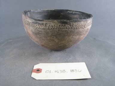 Ancestral Pueblo. <em>Blackware Bowl</em>, 700–1050 C.E. Clay, 3 1/4 x 6 in.  (8.3 x 15.2 cm). Brooklyn Museum, Gift of Charles A. Schieren, 01.1538.1836. Creative Commons-BY (Photo: Brooklyn Museum, CUR.01.1538.1836.jpg)