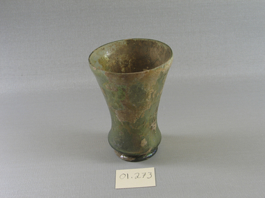 Roman. <em>Beaker with Incised Line Decoration</em>, late 1st-2nd century C.E. Glass, 3 7/8 x Diam. 2 11/16 in. (9.8 x 6.9 cm). Brooklyn Museum, Gift of Robert B. Woodward, 01.273. Creative Commons-BY (Photo: Brooklyn Museum, CUR.01.273_view1.jpg)