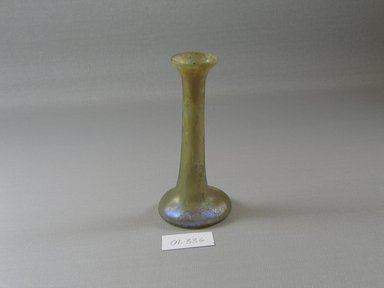 Roman. <em>Trumpet-Shaped Bottle of Plain Blown Glass</em>, 1st-5th century C.E. Glass, Greatest diam. 1 3/4 x 4 5/16 in. (4.4 x 10.9 cm). Brooklyn Museum, Gift of Robert B. Woodward, 01.336. Creative Commons-BY (Photo: Brooklyn Museum, CUR.01.336_view1.jpg)