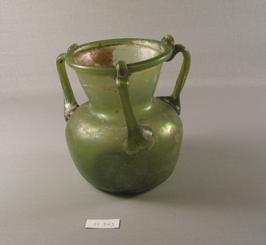 Roman. <em>Vase of Plain Blown Glass</em>, 1st-5th century C.E. Glass, 5 11/16 x greatest diam. 5 5/16 in. (14.5 x 13.5 cm). Brooklyn Museum, Gift of Robert B. Woodward, 01.343. Creative Commons-BY (Photo: Brooklyn Museum, CUR.01.343_view1.jpg)