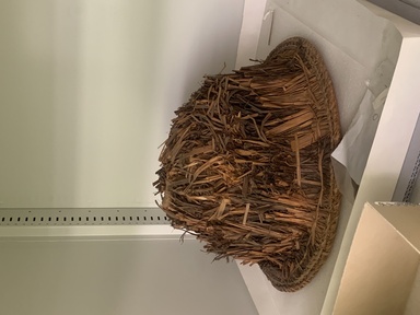  <em>Headdress</em>. Plant fiber, 10 1/4 x 13 3/4 in. (26 x 35 cm). Brooklyn Museum, Brooklyn Museum Collection, 01.471. Creative Commons-BY (Photo: , CUR.01.471_overall.jpg)