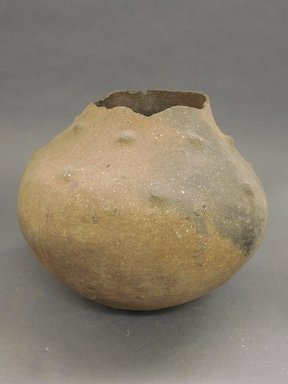 Ancient Pueblo. <em>Black Jar</em>, Probably 900-1100, Pueblo II, Tusayan Applique. Clay, slip, 8 1/8 x 4 1/8 in. (20.6 x 10.5 cm). Brooklyn Museum, Riggs Pueblo Pottery Fund, 02.257.2365. Creative Commons-BY (Photo: Brooklyn Museum, CUR.02.257.2365.jpg)