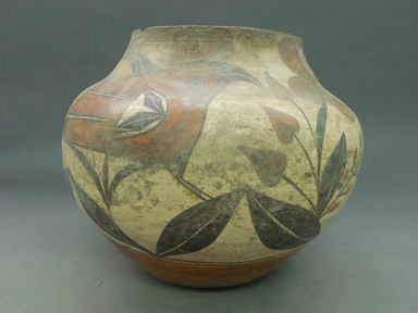 Haak’u (Acoma Pueblo). <em>Water Jar</em>. Clay, slip, 9 1/4 x 11 1/4 x 6 1/2 in. (23.5 x 28.6 x 16.5 cm). Brooklyn Museum, Riggs Pueblo Pottery Fund, 02.257.2381. Creative Commons-BY (Photo: Brooklyn Museum, CUR.02.257.2381_view1.jpg)