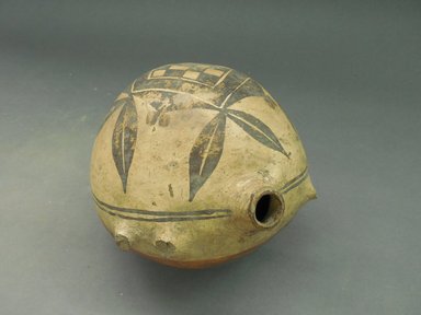She-we-na (Zuni Pueblo). <em>Canteen</em>. Clay, slip, 7 3/4 x 1 in (19.7 x 2.5 cm). Brooklyn Museum, Riggs Pueblo Pottery Fund, 02.257.2406. Creative Commons-BY (Photo: Brooklyn Museum, CUR.02.257.2406_view1.jpg)