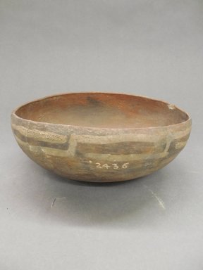 Ancient Pueblo. <em>Bowl</em>. Clay, slip, 3 1/8 x 6 7/8 in.  (7.9 x 17.5 cm). Brooklyn Museum, Riggs Pueblo Pottery Fund, 02.257.2436. Creative Commons-BY (Photo: Brooklyn Museum, CUR.02.257.2436.jpg)