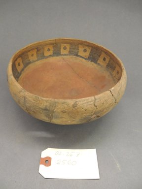 Ancient Pueblo. <em>Bowl</em>. Clay, slip, pigment, 3 3/4 x 8 3/8 in.  (9.5 x 21.3 cm). Brooklyn Museum, Riggs Pueblo Pottery Fund, 02.257.2560. Creative Commons-BY (Photo: Brooklyn Museum, CUR.02.257.2560.jpg)