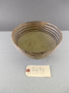 Ancient Pueblo (Anasazi). <em>Bowl</em>. Clay, slip, pigment, 4 1/4 x 8 3/8 in. (10.8 x 21.3 cm). Brooklyn Museum, Gift of Charles A. Schieren, 02.259.2698. Creative Commons-BY (Photo: Brooklyn Museum, CUR.02.259.2698.jpg)