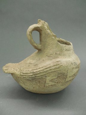 Ancient Pueblo (Anasazi). <em>Pitcher in the Shape of a Bird</em>, Probably 875-1050, Pueblo II. Clay, slip, 7 1/2 x 5 3/8 x  6 1/2 in. (19.1 x 13.7 x 16.5 cm). Brooklyn Museum, Museum Expedition 1903, Museum Collection Fund, 03.325.4184. Creative Commons-BY (Photo: Brooklyn Museum, CUR.03.325.4184.jpg)