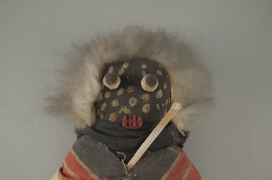 A:shiwi (Zuni Pueblo). <em>Kachina Doll (Atashlaskja Okya)</em>, late 19th century. Wood, pigment, feather, cotton cloth, hide, 9 15/16 x 4 3/4 in. (25.2 x 12.1 cm). Brooklyn Museum, Museum Expedition 1903, Museum Collection Fund, 03.325.4635. Creative Commons-BY (Photo: Brooklyn Museum, CUR.03.325.4635_detail1.jpg)