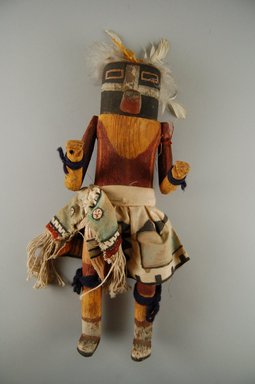 Mau-i (She-we-na (Zuni Pueblo)). <em>Kachina Doll (Hecheleh)</em>, late 19th-early 20th century. Wood, pigment, cotton, 12 3/16 x 4 7/16 x 3 1/16in. (31 x 11.2 x 7.8cm). Brooklyn Museum, Museum Expedition 1904, Museum Collection Fund, 04.297.5344. Creative Commons-BY (Photo: Brooklyn Museum, CUR.04.297.5344_front.jpg)