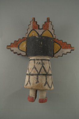 Hopi Pueblo. <em>Kachina Doll (Sa’lakwmana)</em>, late 19th century. Wood, pigment, 9 x 7 1/2 x 3 1/2 in. (22.9 x 19.1 x 8.9 cm). Brooklyn Museum, Museum Expedition 1904, Museum Collection Fund, 04.297.5543. Creative Commons-BY (Photo: Brooklyn Museum, CUR.04.297.5543_back.jpg)