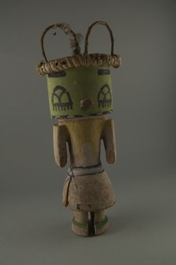 Hopi Pueblo. <em>Kachina Doll (Omau)</em>, late 19th century. Wood, pigment, fibers, cotton, string, 11 11/16 × 4 7/16 × 3 3/4 in. (29.7 × 11.3 × 9.5 cm). Brooklyn Museum, Museum Expedition 1904, Museum Collection Fund, 04.297.5589. Creative Commons-BY (Photo: Brooklyn Museum, CUR.04.297.5589_front.jpg)