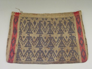 Hochunk. <em>Woven Utility Bag with Thunderbird Design</em>, late 19th century. Slippery elm, nettles, buffalo wool or hemp, dye, 11 13/16 x 22 1/16 in. (30 x 56 cm). Brooklyn Museum, Museum Expedition 1904, Museum Collection Fund, 04.297.6954. Creative Commons-BY (Photo: Brooklyn Museum, CUR.04.297.6954_view1.jpg)