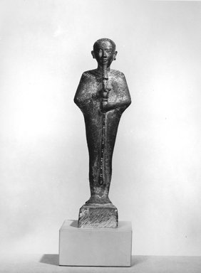  <em>Small Figure of Ptah in Conventional Standing Posture on Small Oblong Base</em>. Bronze Brooklyn Museum, Musum Collection Fund, 05.400. Creative Commons-BY (Photo: Brooklyn Museum, CUR.05.400_NegA_print_bw.jpg)