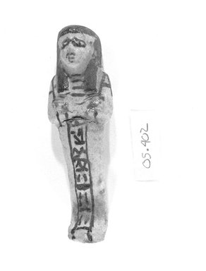  <em>Inscribed Ushabti of a Lady</em>, ca. 1190–712 B.C.E. Faience, 4 5/8 x 1 9/16 x 1 1/8 in. (11.8 x 3.9 x 2.8 cm). Brooklyn Museum, Musum Collection Fund, 05.402. Creative Commons-BY (Photo: Brooklyn Museum, CUR.05.402_negA_print_bw.jpg)