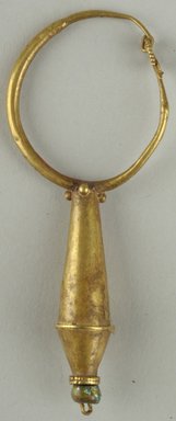  <em>Single Earring</em>, 6th-7th century C.E. Gold, glass, 2 5/8 x Diam. 1 1/16 in. (6.6 x 2.7 cm). Brooklyn Museum, Ella C. Woodward Memorial Fund, 05.480. Creative Commons-BY (Photo: Brooklyn Museum (in collaboration with Index of Christian Art, Princeton University), CUR.05.480_ICA.jpg)