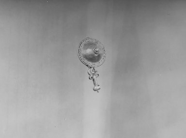 Roman. <em>Earring</em>, 3rd century C.E. Gold, glass, 1 1/4 in. (3.2 cm). Brooklyn Museum, Ella C. Woodward Memorial Fund, 05.499. Creative Commons-BY (Photo: Brooklyn Museum, CUR.05.499_NegA_print_bw.jpg)
