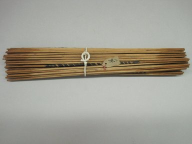 Hupa. <em>Bundle of Sticks for Stick Game</em>. Wood, pigment, Tied Together: 1 1/4 × 10 7/8 in. (3.2 × 27.6 cm). Brooklyn Museum, Museum Expedition 1905, Museum Collection Fund, 05.588.7462. Creative Commons-BY (Photo: Brooklyn Museum, CUR.05.588.7462.jpg)