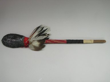 Hupa. <em>Hafted Knife</em>. Obsidian blade, wood, cotton cloth, feathers, 3 1/2 × 7/8 × 24 5/8 in. (8.9 × 2.2 × 62.5 cm). Brooklyn Museum, Museum Expedition 1905, Museum Collection Fund, 05.588.7504. Creative Commons-BY (Photo: Brooklyn Museum, CUR.05.588.7504.jpg)