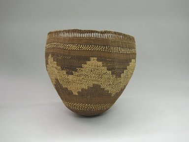 Yurok. <em>Carrying Basket for Acorns</em>. Hazel fibers, 11 1/2 × 12 13/16 × 12 1/2 in. (29.2 × 32.5 × 31.8 cm). Brooklyn Museum, Museum Expedition 1905, Museum Collection Fund, 05.588.7614. Creative Commons-BY (Photo: Brooklyn Museum, CUR.05.588.7614.jpg)