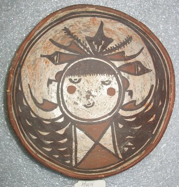 Hopi Pueblo. <em>Yellow and Black Bowl with Kachina on the Interior</em>, late19th century. Ceramic, pigment, 1 15/16 x 6 11/16 in. (4.9 x 17 cm). Brooklyn Museum, Brooklyn Museum Collection, 07.3. Creative Commons-BY (Photo: Brooklyn Museum, CUR.07.3.jpg)