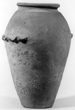  <em>Ovoid Jar with Handles</em>, ca. 3500-3300 B.C.E. Clay, 10 15/16 x Diam. 8 1/8 in. (27.8 x 20.6 cm). Brooklyn Museum, Charles Edwin Wilbour Fund, 07.447.1309. Creative Commons-BY (Photo: Brooklyn Museum, CUR.07.447.1309_NegA_print_bw.jpg)