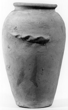  <em>Decorated Storage Jar</em>, ca. 3500 B.C.E.-3300 B.C.E. Clay, 10 x Diam. 6 13/16 in. (25.4 x 17.3 cm). Brooklyn Museum, Charles Edwin Wilbour Fund, 07.447.1310. Creative Commons-BY (Photo: Brooklyn Museum, CUR.07.447.1310_NegA_print_bw.jpg)