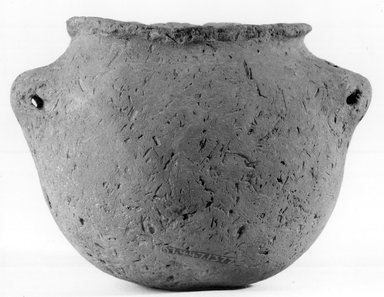  <em>Globular Vase</em>, ca. 3500-3300 B.C.E. Clay, 2 13/16 x Diam. with lugs 3 3/4 in. (7.1 x 9.5 cm). Brooklyn Museum, Charles Edwin Wilbour Fund, 07.447.1377. Creative Commons-BY (Photo: Brooklyn Museum, CUR.07.447.1377_NegA_print_bw.jpg)