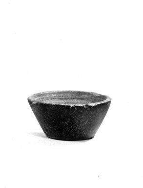  <em>Inverted Conical Bowl</em>, ca. 3100-2675 B.C.E. Basalt or black serpentine or black granite, 1 1/4 x Diam. 2 5/8 in. (3.2 x 6.7 cm). Brooklyn Museum, Charles Edwin Wilbour Fund, 07.447.201. Creative Commons-BY (Photo: Brooklyn Museum, CUR.07.447.201_NegA_print_bw.jpg)