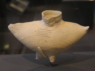  <em>Vessel in Form of Bird's Body</em>, ca. 1630–1539 B.C.E. Clay, 4 5/8 x 3 3/16 x 7 1/2 x 1 1/2 in. (11.7 x 8.1 x 19 x 3.8 cm). Brooklyn Museum, Charles Edwin Wilbour Fund, 07.447.458. Creative Commons-BY (Photo: Brooklyn Museum, CUR.07.447.458_erg2.jpg)