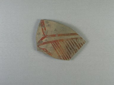  <em>Decorated Pottery Fragment</em>, ca. 4400-3100 B.C.E. Clay, pigment, 4 5/16 x 2 15/16 x 1/4 in. (11 x 7.5 x 0.6 cm). Brooklyn Museum, Charles Edwin Wilbour Fund, 07.447.492. Creative Commons-BY (Photo: Brooklyn Museum, CUR.07.447.492_view01.jpg)