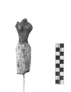  <em>Fragment of Figurine of Woman</em>, ca. 3650 B.C.E.-3300 B.C.E. Clay, pigment, 1 5/8 x 1 1/8 x 5 3/8 in. (4.1 x 2.9 x 13.7 cm). Brooklyn Museum, Charles Edwin Wilbour Fund, 07.447.515. Creative Commons-BY (Photo: Brooklyn Museum, CUR.07.447.515_NegA_print_bw.jpg)