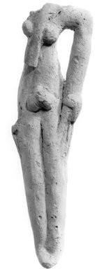  <em>Fragmentary Figurine of a Woman</em>, ca. 2008-1352 B.C.E. Clay, 4 3/16 × 1 7/16 × 1 in. (10.7 × 3.6 × 2.5 cm). Brooklyn Museum, Charles Edwin Wilbour Fund, 07.447.527. Creative Commons-BY (Photo: Brooklyn Museum, CUR.07.447.527_NegC_print_bw.jpg)