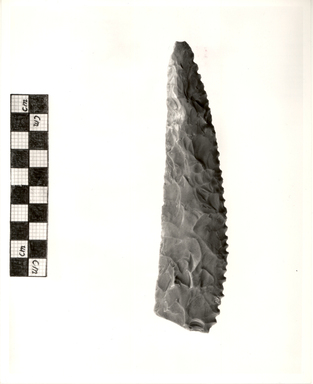  <em>Knife Blade</em>, ca. 3800-3500 B.C.E. Flint, 1 7/16 x 3/8 x 6 1/8 in. (3.7 x 0.9 x 15.6 cm). Brooklyn Museum, Charles Edwin Wilbour Fund, 07.447.802. Creative Commons-BY (Photo: Brooklyn Museum, CUR.07.447.802_negA_bw.jpg)