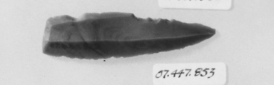  <em>Sickle Blade</em>, ca. 4400-3100 B.C.E. Flint, 13/16 x 3 in. (2 x 7.6 cm). Brooklyn Museum, Charles Edwin Wilbour Fund, 07.447.853. Creative Commons-BY (Photo: , CUR.07.447.853_NegID_07.447.810GRPA_print_cropped_bw.jpg)