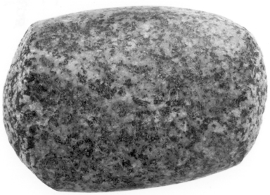  <em>Pounding Stone</em>, ca. 4400-2675 B.C.E. Black and white diorite, 2 3/8 x 1 5/8 x 3 7/16 in. (6 x 4.2 x 8.8 cm). Brooklyn Museum, Charles Edwin Wilbour Fund, 07.447.926. Creative Commons-BY (Photo: , CUR.07.447.926_NegID_07.447.1025GRPA_print_cropped_bw.jpg)