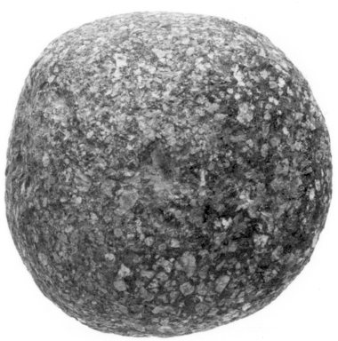  <em>Pounding Stone</em>, ca. 4400-2675 B.C.E. Granite-porphyry, Measurements: Greatest diameters: 6.4 cm, 6.6 cm., 6.8 cm., 5.8 cm., 6.4 cm., 6 cm. Brooklyn Museum, Charles Edwin Wilbour Fund, 07.447.964. Creative Commons-BY (Photo: , CUR.07.447.964_NegID_07.447.1025GRPA_print_cropped_bw.jpg)