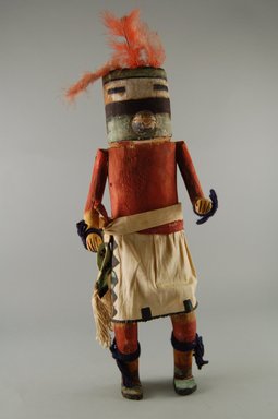 She-we-na (Zuni Pueblo). <em>Kachina Doll (Uhuhu)</em>, late 19th century. Wood, feather, cotton, pigment, 14 3/16 x 5 1/16 x 3 11/16in. (36 x 12.8 x 9.4cm). Brooklyn Museum, Museum Expedition 1907, Museum Collection Fund, 07.467.8406. Creative Commons-BY (Photo: Brooklyn Museum, CUR.07.467.8406_front.jpg)